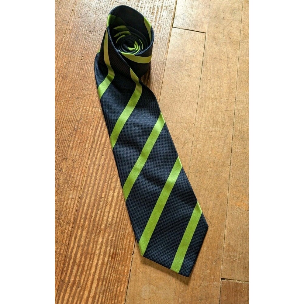 Banana Republic Tie Mens Necktie Dark Blue And Green Business Suit Made In Italy
